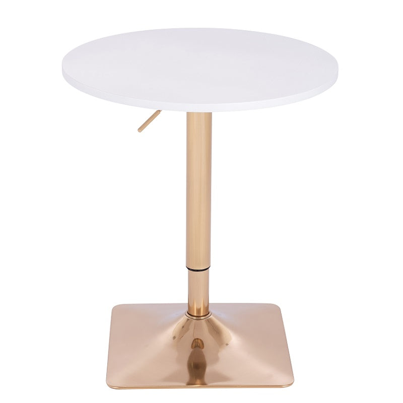 שולחן בר עגול לבן 60 ס"מ רגל מרובעת זהב