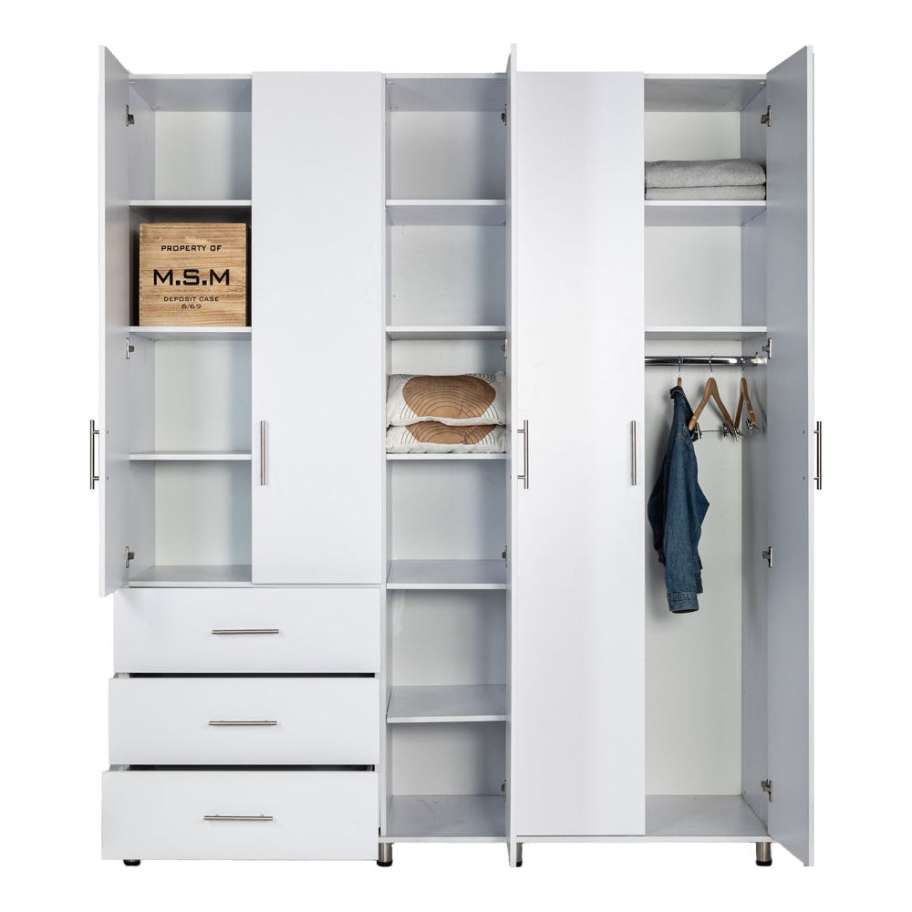 ארון אלון 5 דלתות + 3 מגירות לבן