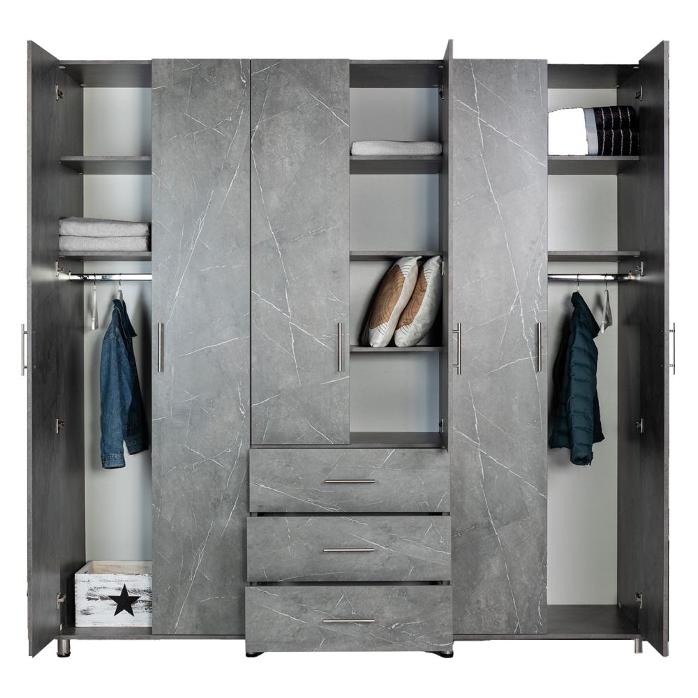 ארון אלון 6 דלתות + 3 מגירות לבן