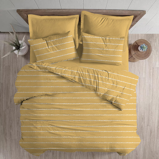 ציפה 200/220 ס"מ פסים חרדל 100% כותנה