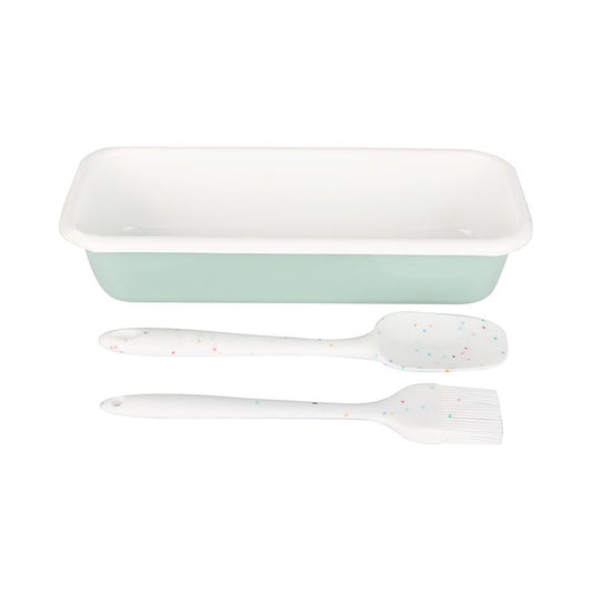 סט אפייה תבנית אינגליש קייק אמייל עם לקקן וכף סיליקון, Food Appeal COOK & SERVE