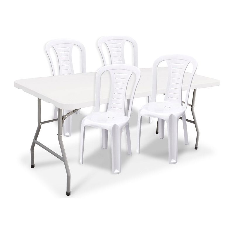 שולחן מתקפל ו- 4 כסאות פלסטיק: מחיר משתלם במיוחד