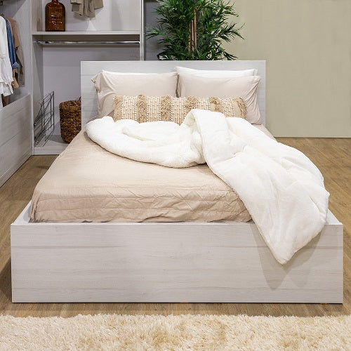 מיטה זוגית מעוצבת דגם דר 200*180 צבע מולבן ללא מזרן