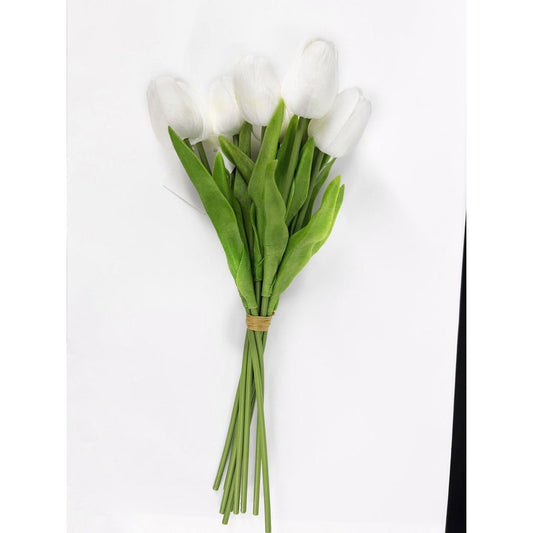 זר טוליפים מלאכותי לבן 35 ס"מ