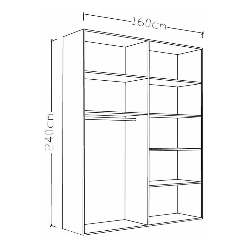 ארון בגדים הזזה רחף שמנת היי גלוס 237*160 ס"מ