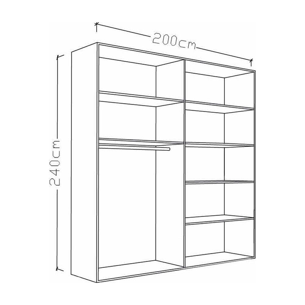 ארון בגדים הזזה רחף לבן היי גלוס 237*200 ס"מ