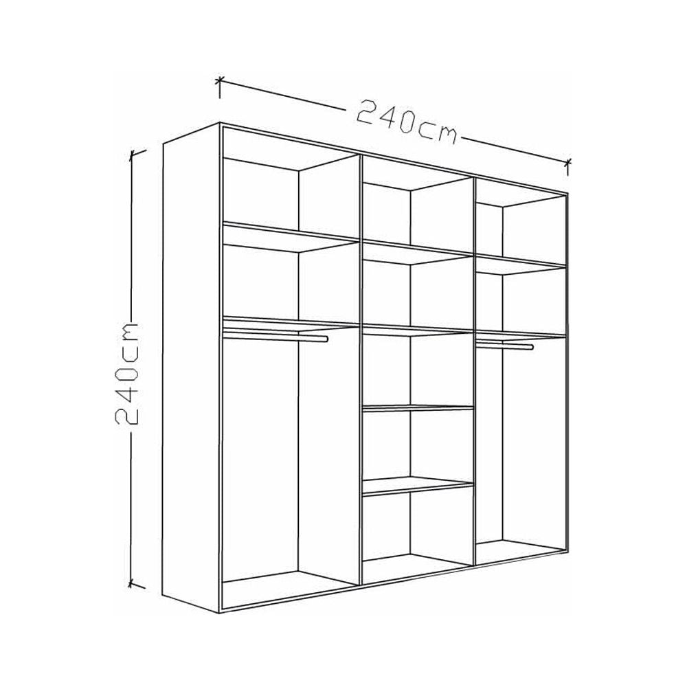 ארון עם מדפים וווים לתלייה, מידות 240x240.