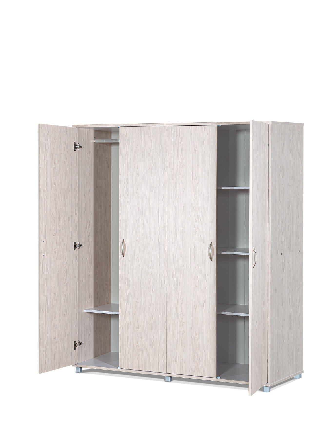 ארון בגדים 4 דלתות דלתות מדפים ותליה מייפל מולבן