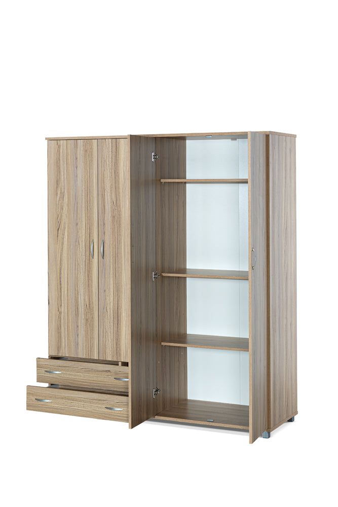 ארון בגדים 4 דלתות + 2 מגירות חיצוניות אלון