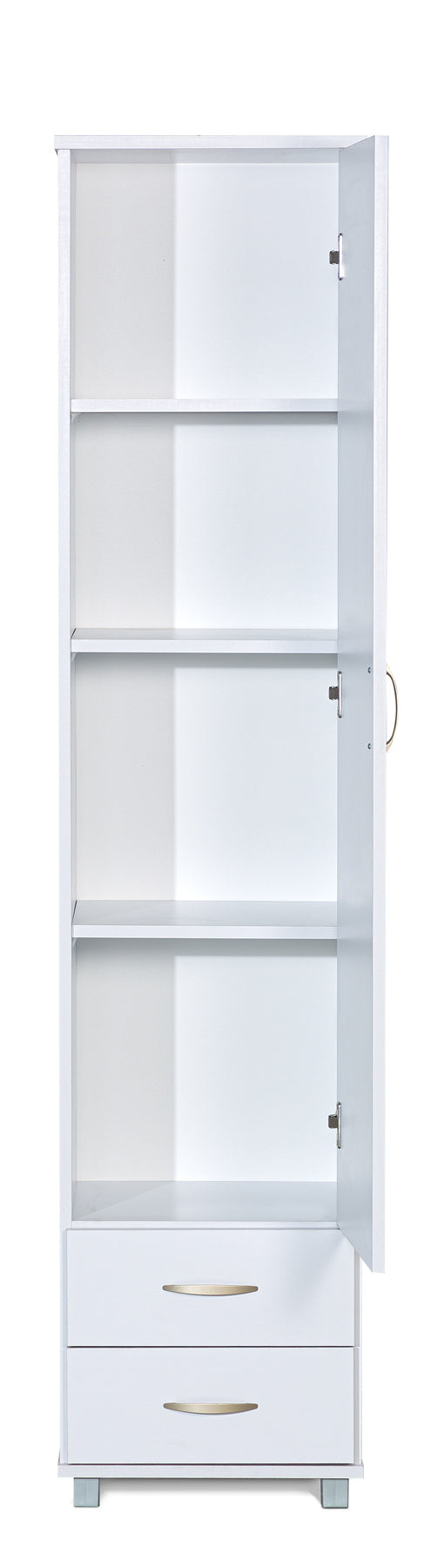 ארון שירות דלת אחת 5 מדפים ו 2 מגירות לבן