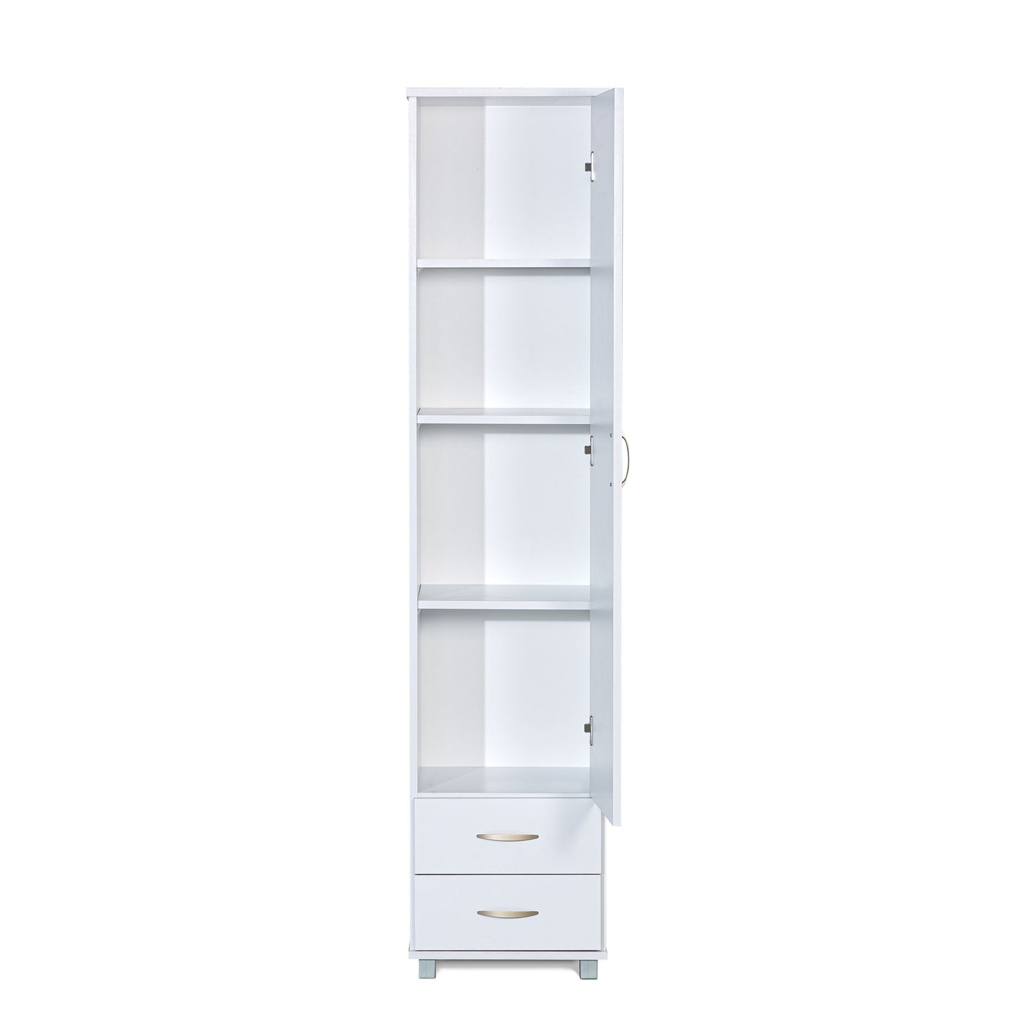 ארון שירות דלת אחת 5 מדפים ו 2 מגירות לבן