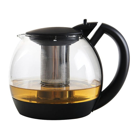 קומקום זכוכית עם חליטת תה בתוכו.