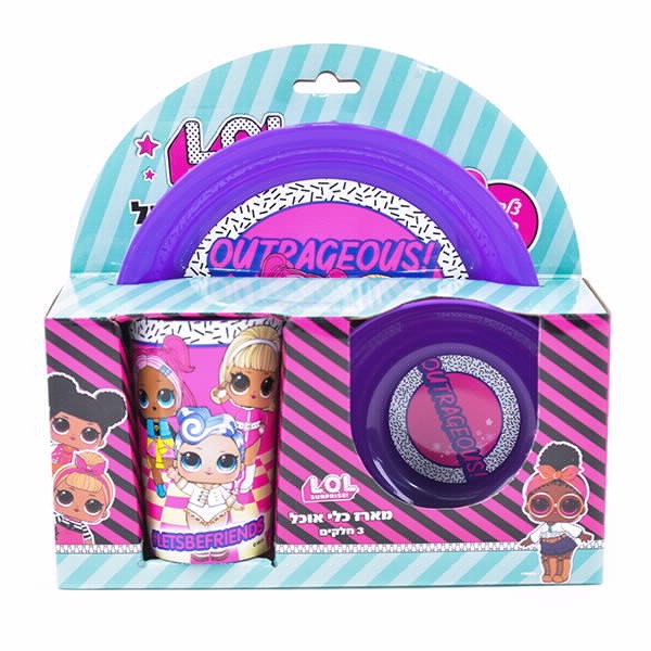 סט PP 3 חלקים צלחת קערה וכוס LOL