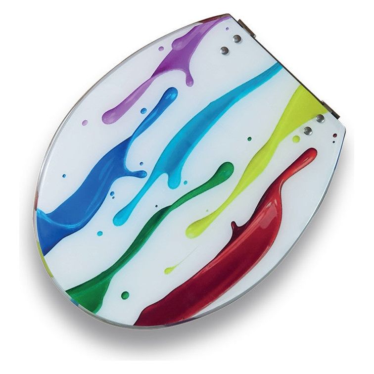 מושב אסלה אקרילי עם הדפס, משיכות צבע