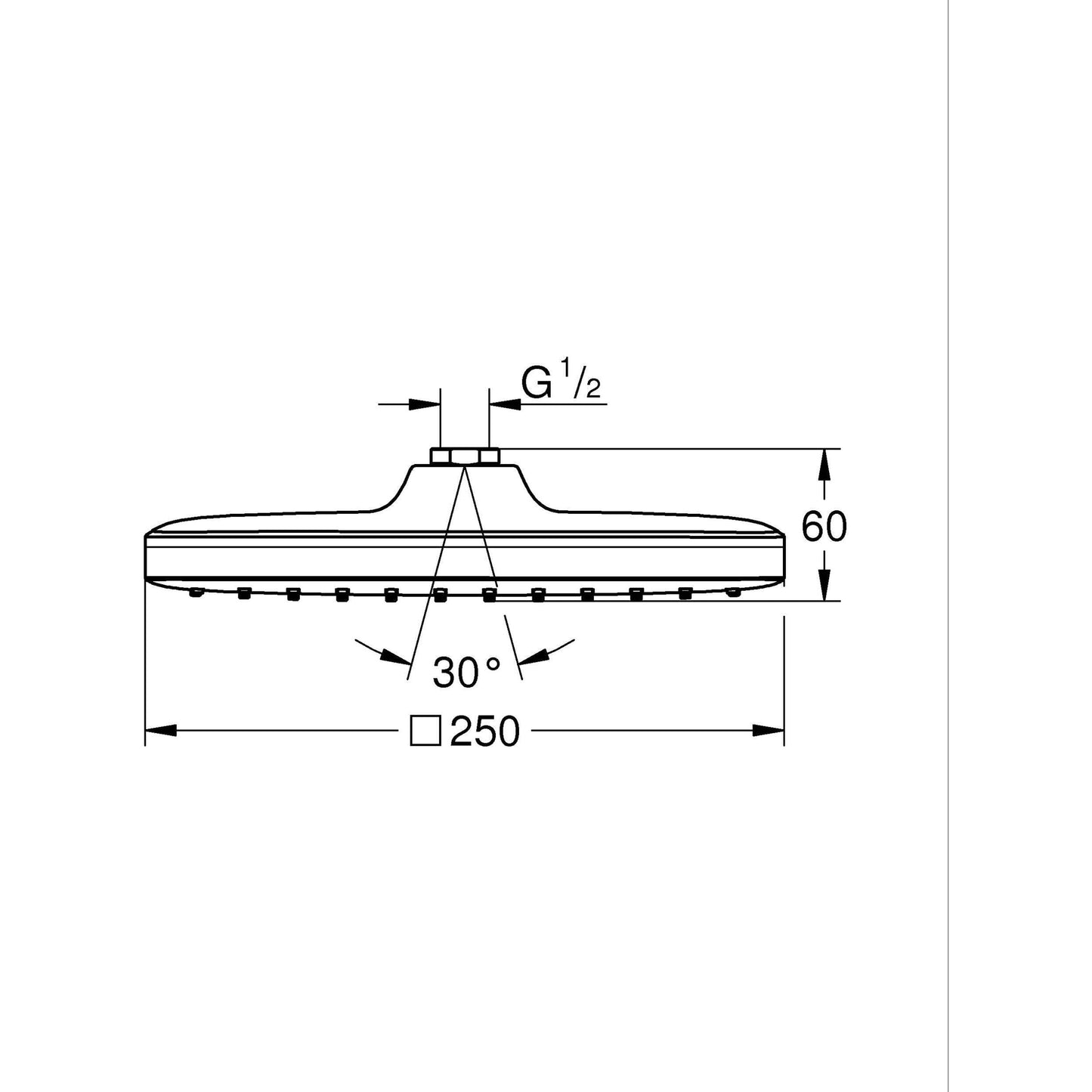 ראש מקלחת 25 ס''מ מרובע גם Vitalio Comfort 250 - צבע כרום GROHE QUICKFIX - 26695000
