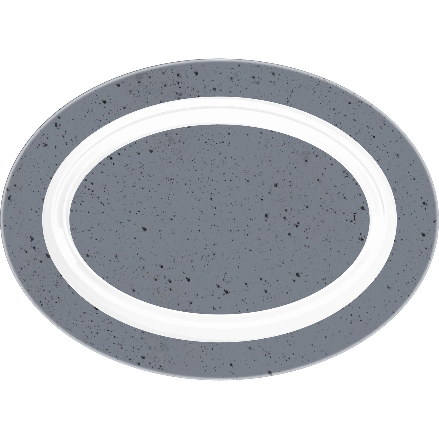 צלחת אובלית 35 סמ סמפלי אפור מנוקד