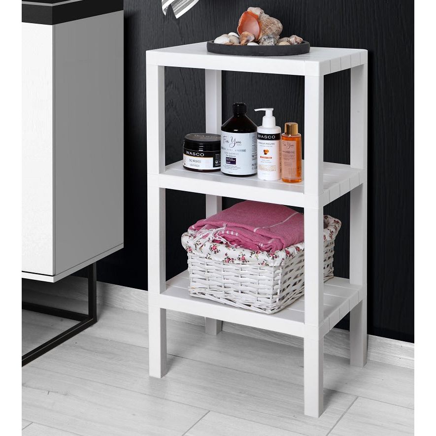 כוננית מדפים מודולרית 3 קומות לבן