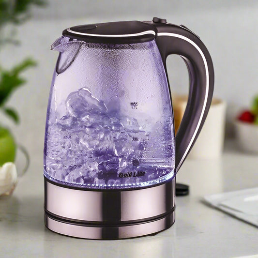 קומקום נשלף זכוכית 1.6 ליטר שחור ניקל ATL-742 של GOLD LINE