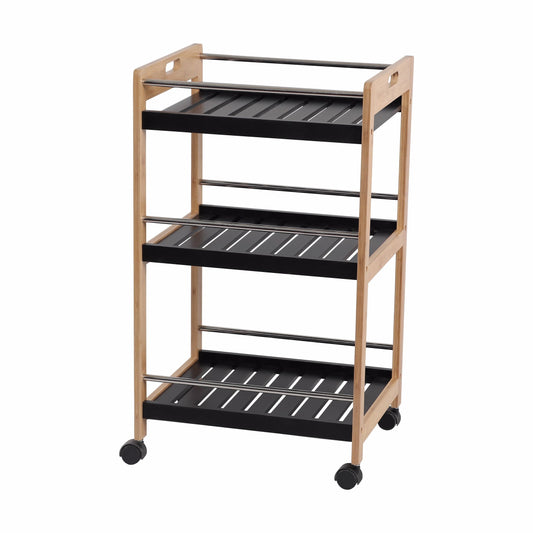 עגלת שירות למטבח 3 קומות שחור