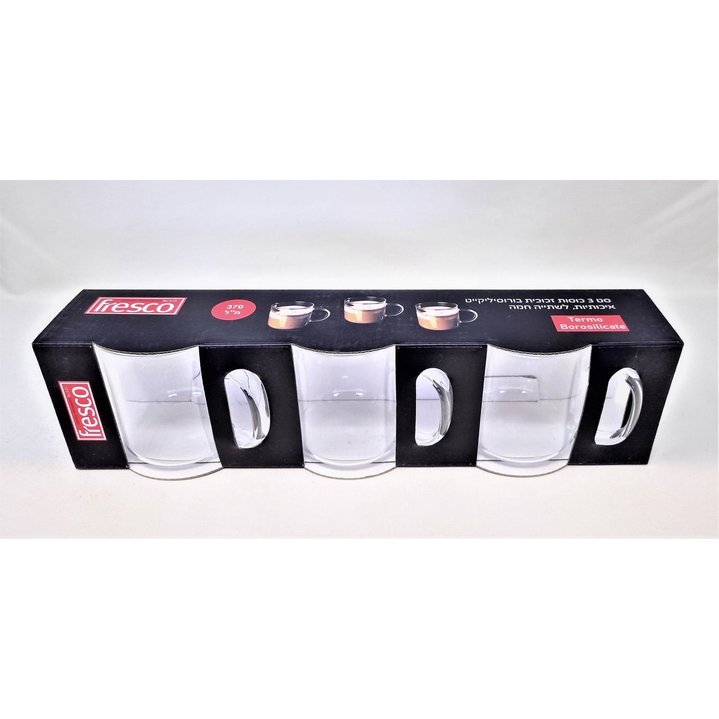 סט 3 מאגים זכוכית מחוסמת דקה בורוסיליקייט 370 מל בסליב