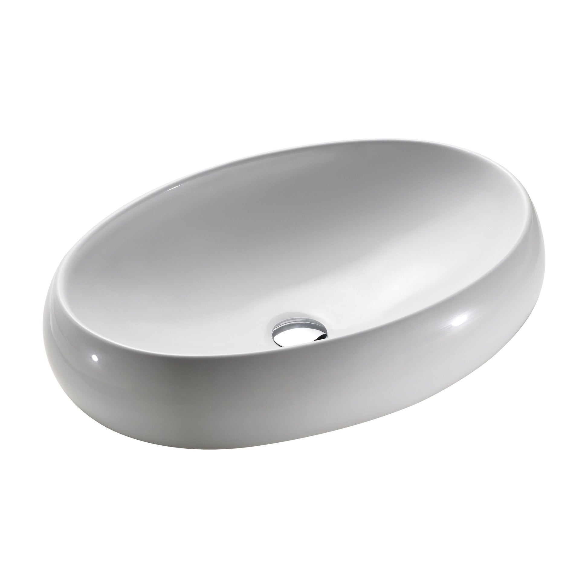 כיור מונח אובאלי עמית 605*405*150 ס"מ לבן מבריק