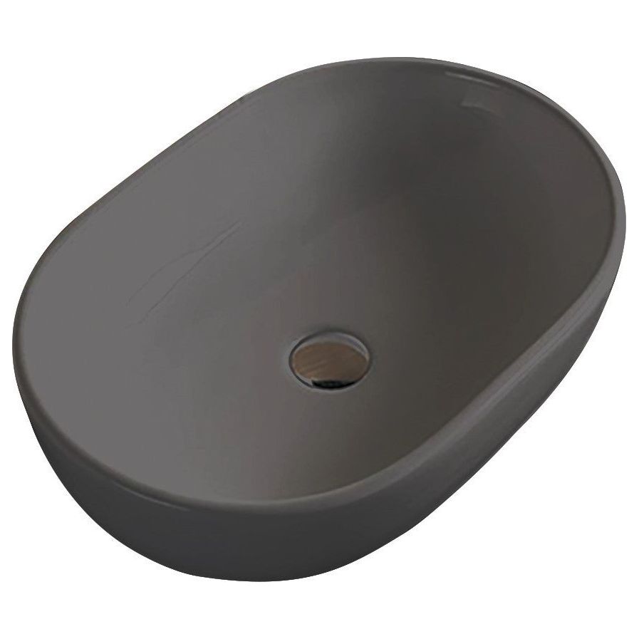 כיור מונח אובאלי מילאנו 480*350*140 ס"מ+מכסה לניקוז אפור מט