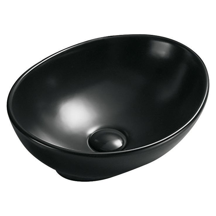 כיור מונח אובאלי וינה 405*330*140 ס"מ+מכסה לניקוז שחור מט