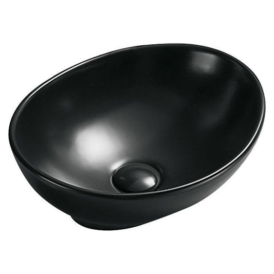 כיור מונח אובאלי וינה 405*330*140 ס"מ+מכסה לניקוז שחור מט