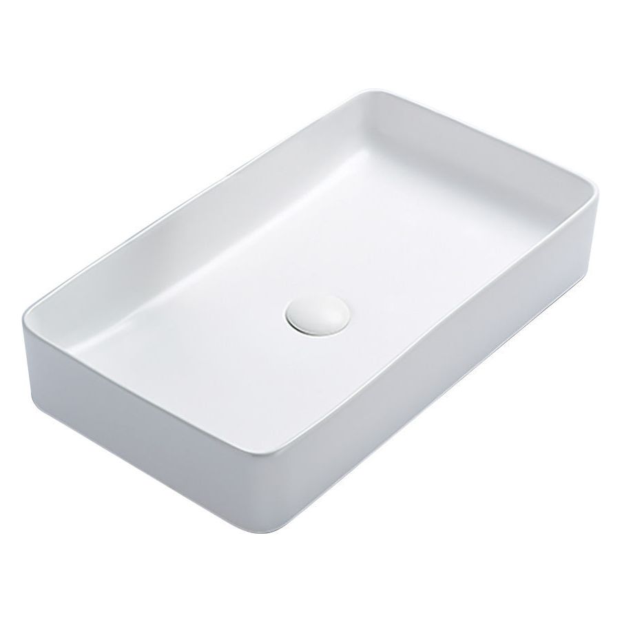 כיור מונח מלבני סוהו 605*355*115 ס"מ עם מכסה לניקוז לבן מט