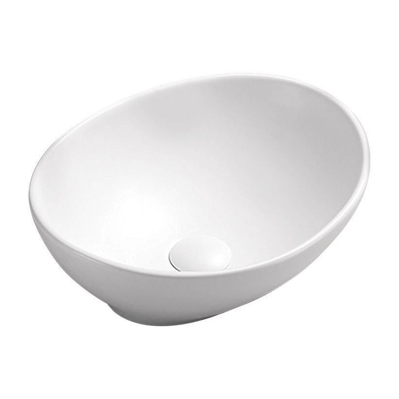 כיור מונח אובאלי וינה 405*330*140 ס"מ+מכסה לניקוז לבן מט