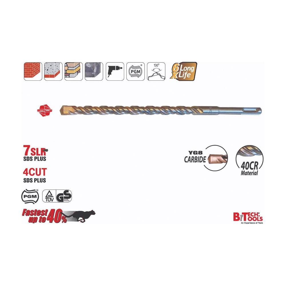 מקדח פטישון SLR 7 SDS P מידה B.TECH 6X110 PGM