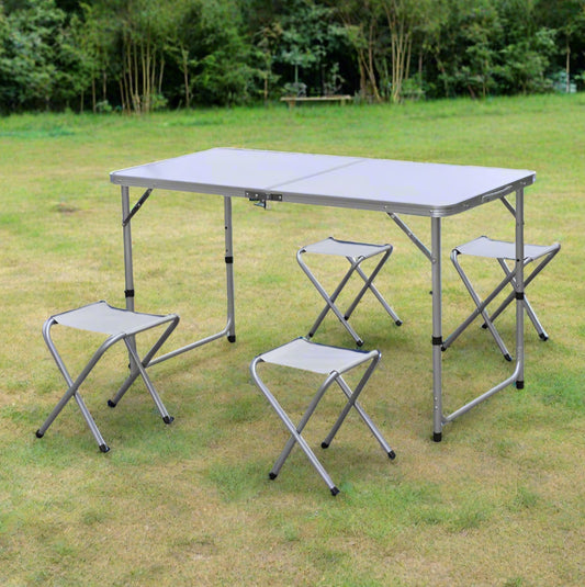 מערכת ישיבה אלומיניום עם כסאות בד