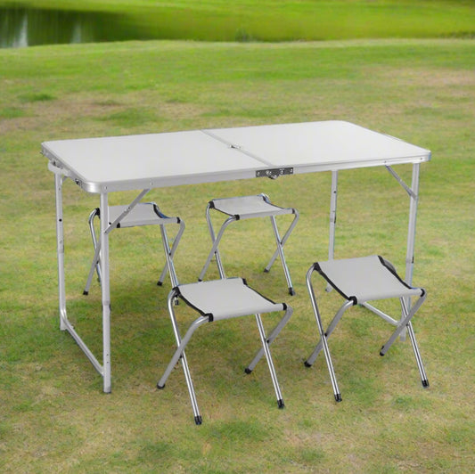 שולחן מתקפל 60*120 ס"מ עם 4 שרפרפים, CAMPTOWN