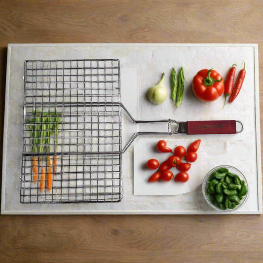 רשת צלייה 52*34*23 סמ ידית עץ