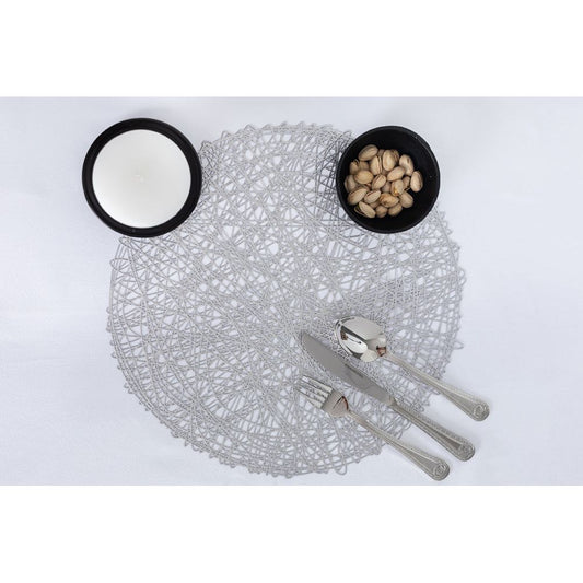 סט 6 יחידות פלייסמט 38*38 סמ עגול כסף אב