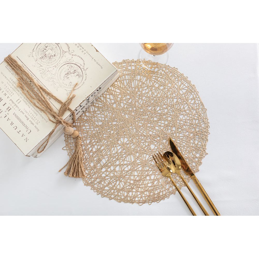 סט 6 יחידות פלייסמט 38*38 סמ עגול זהב אב