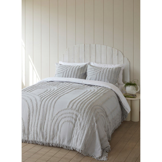 סט כיסוי מיטה 220/240 סמ+2 ציפות 50/70 אפור בהיר שרלוט