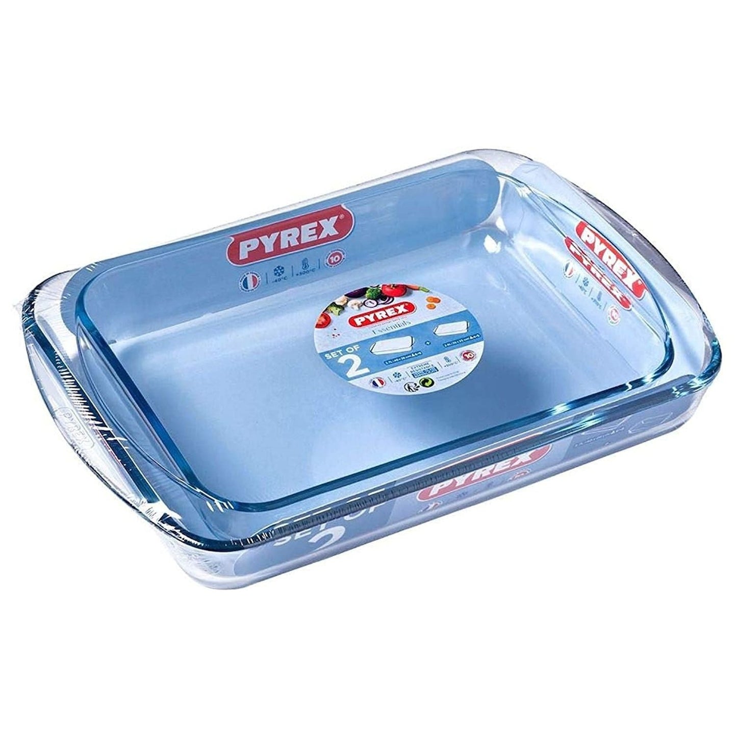 סט 2 תבניות מלבניות 2.6ליטר+3.7ליטר 35*23+40*28 PYREX