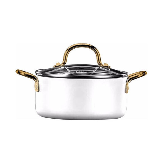 סיר 16 סמ 1.4 ליטר  MINI  לבן ידיות זהב  Food appeal