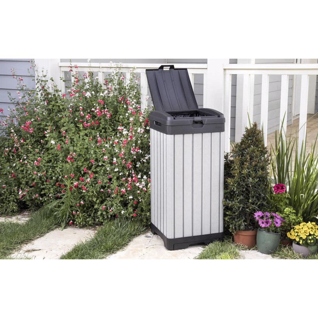 פח חוץ 120 ליטר אפור, BRUSHED BIN