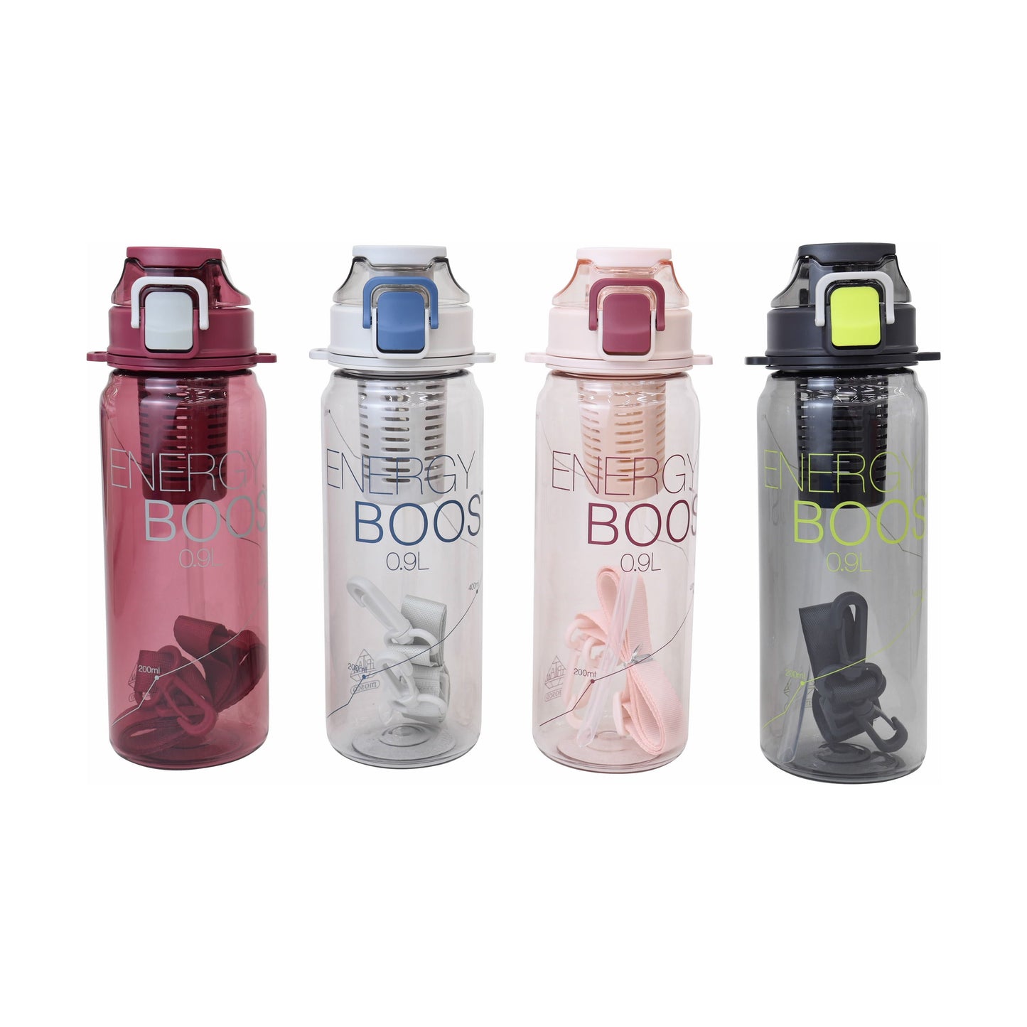 בקבוק 900 מל פיה משולבת קש ורצועת נשיאה