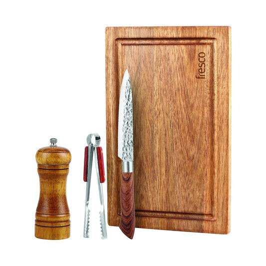 מארז קרש חיתוך,טוחן מלח/פלפל ומלקחיים