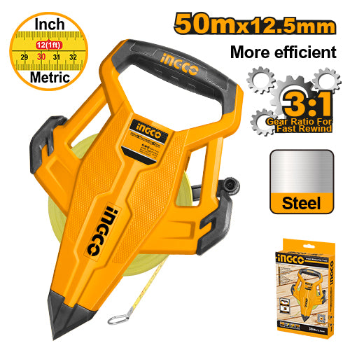 סרט מדידה מפלדה באורך 50 מטרים