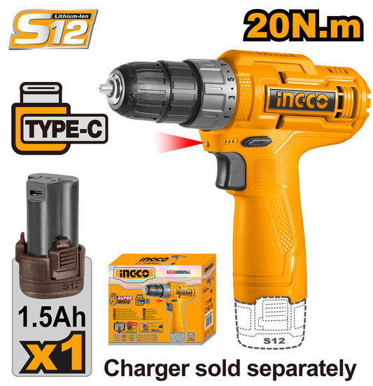 מברגה נטענת  12 סוללה 1.5Ah USB-C