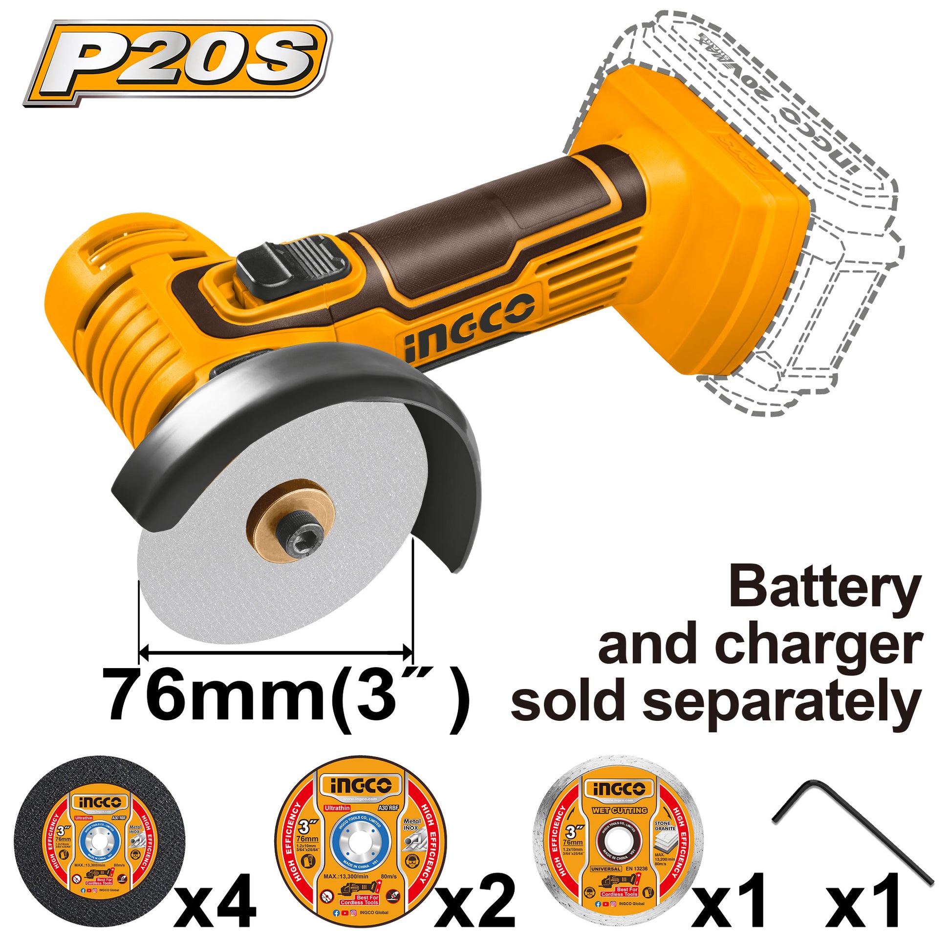 גוף מסור יד עגול נטען 20V