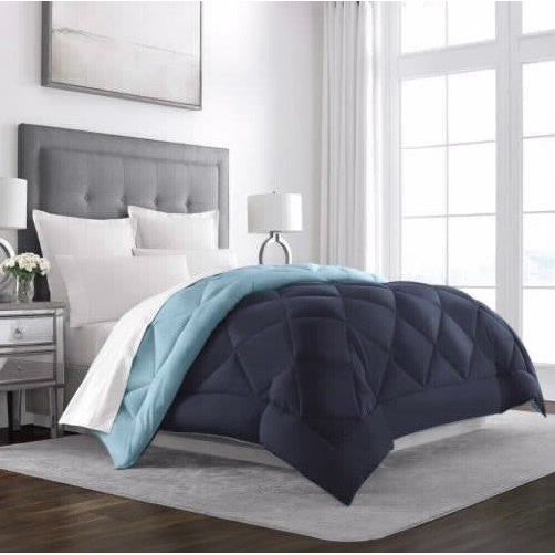 שמיכת פוך זוגית דו צדדית כחול תכלת 200*220