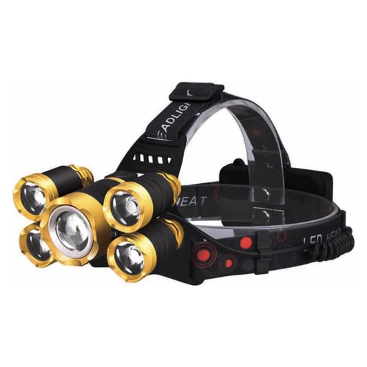 פנס ראש נטען 5 LED בעוצמה 12000 לומן