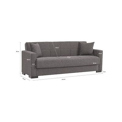 ספה נפתחת למיטה תלת מושבית, דגם רונית, אפור כהה