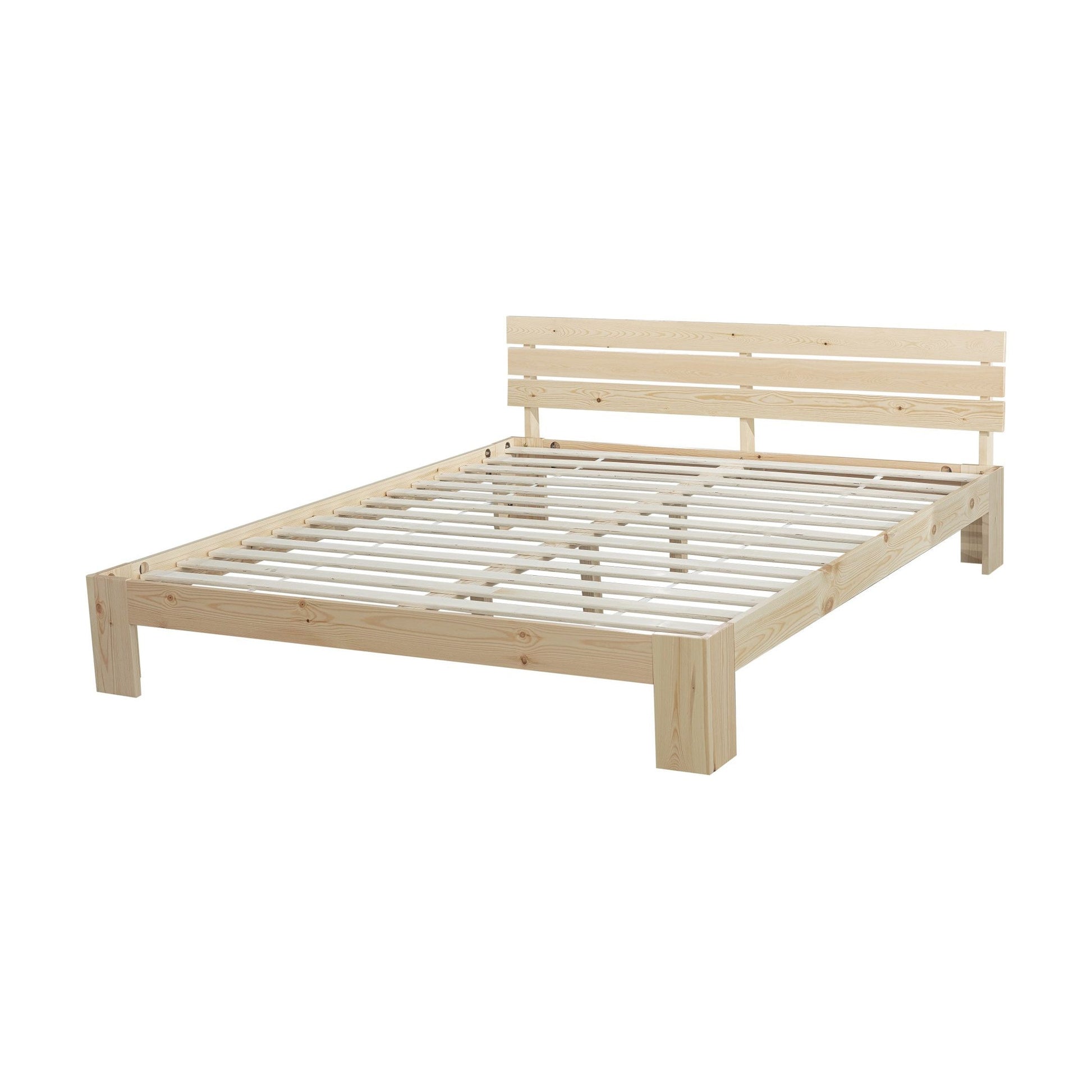 מיטת עץ זוגית דגם סילו 140*190 ס"מ צבע טבעי