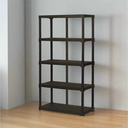 כוננית 5 מדפים פלסטיק, חזקה ועמידה  45*100*176 ס"מ שחור. מיוצרת באיטליה